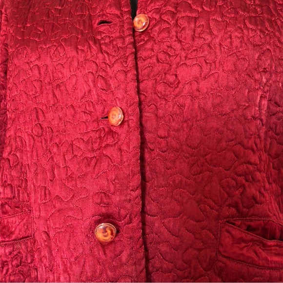 April Cornell Red Quilted Reversible Jacket Button Front Med Cozy Vintage Style - Picture 8 of 9
